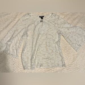 Alfani White Leaf Pattern Women's Blouse